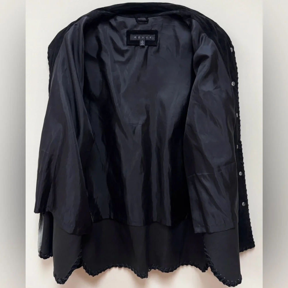 Revue Black Suede Jacket with Whipstitch Trim Size 12 - Picture 5 of 7